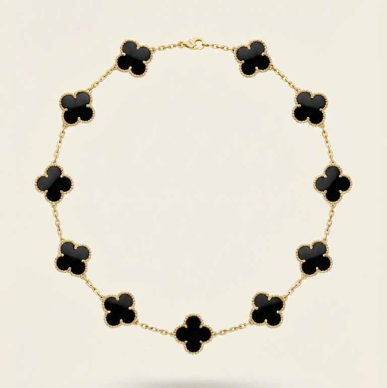 collier trèfle van cleef onyx noir