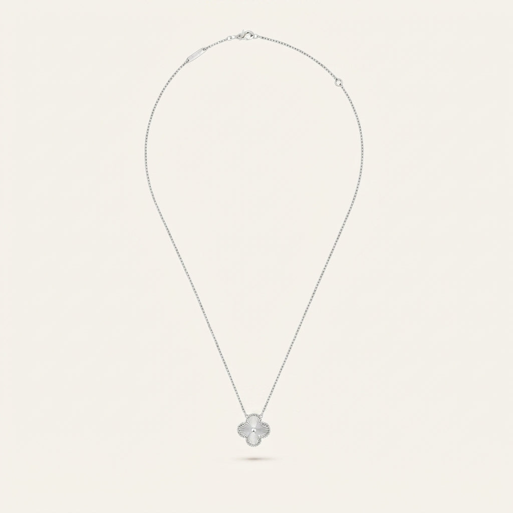 Collier Trèfle Guilloché Argent