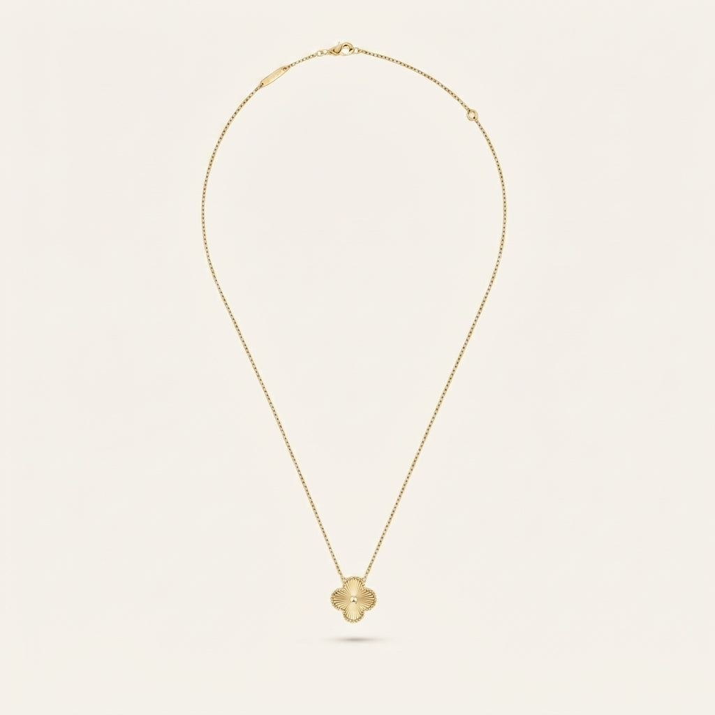 Collier Trèfle Guilloché Or