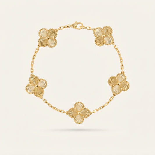 Bracelet Trèfle Onyx Or